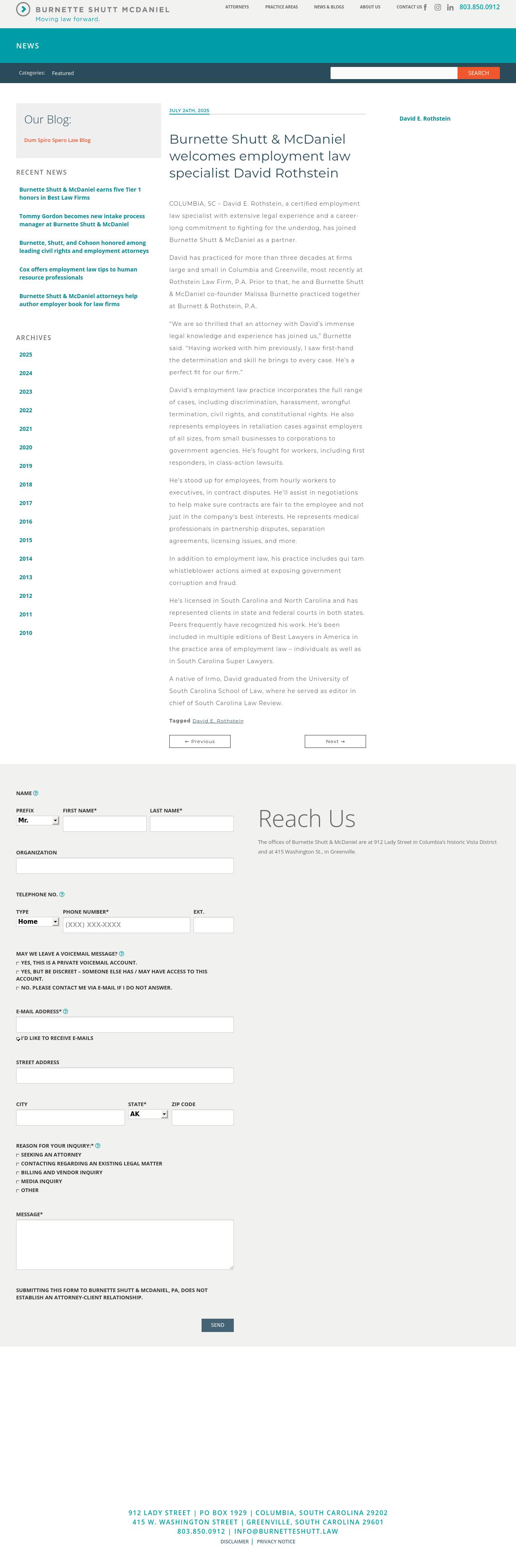 Rothstein Law Firm, PA - Greenville SC Lawyers