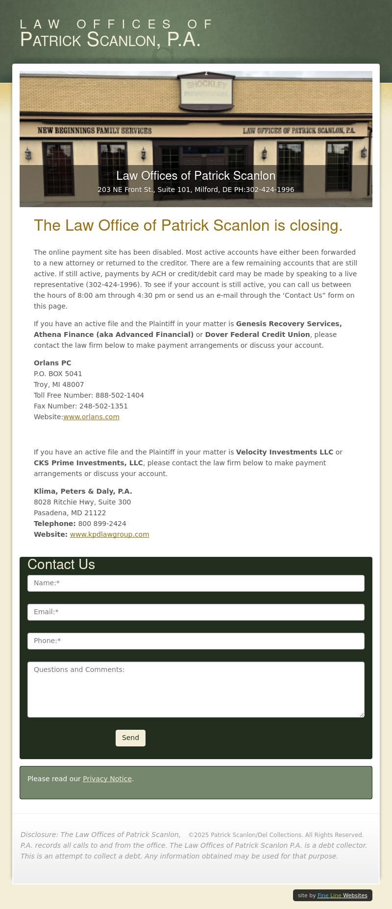 The Law Offices of Patrick Scanlon - Milford DE Lawyers