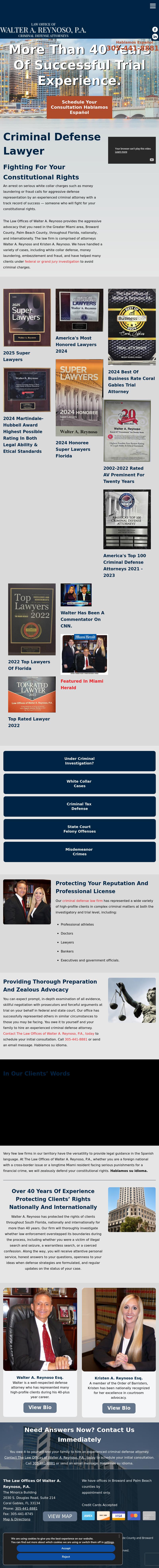 Walter A. Reynoso PA - Coral Gables FL Lawyers