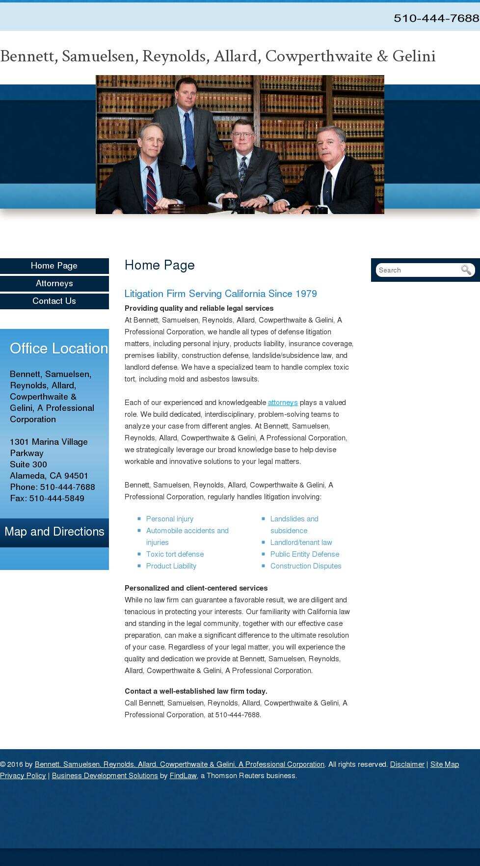 Bennett, Samuelsen, Reynolds, Allard, Cowperthwaite & Gelini,  A Professional Corporation - Alameda CA Lawyers