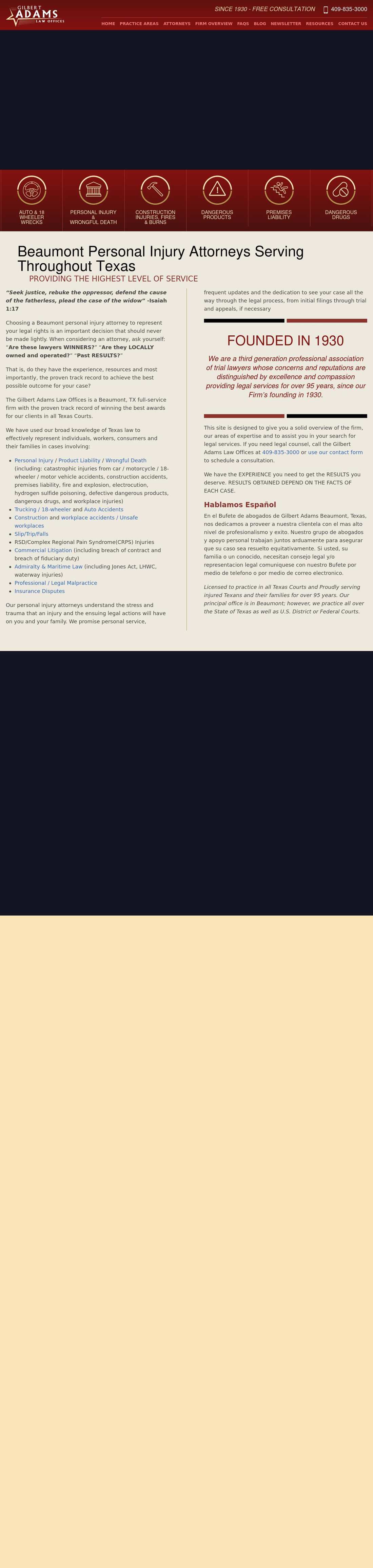 Gilbert Adams Law Offices - Beaumont TX Lawyers