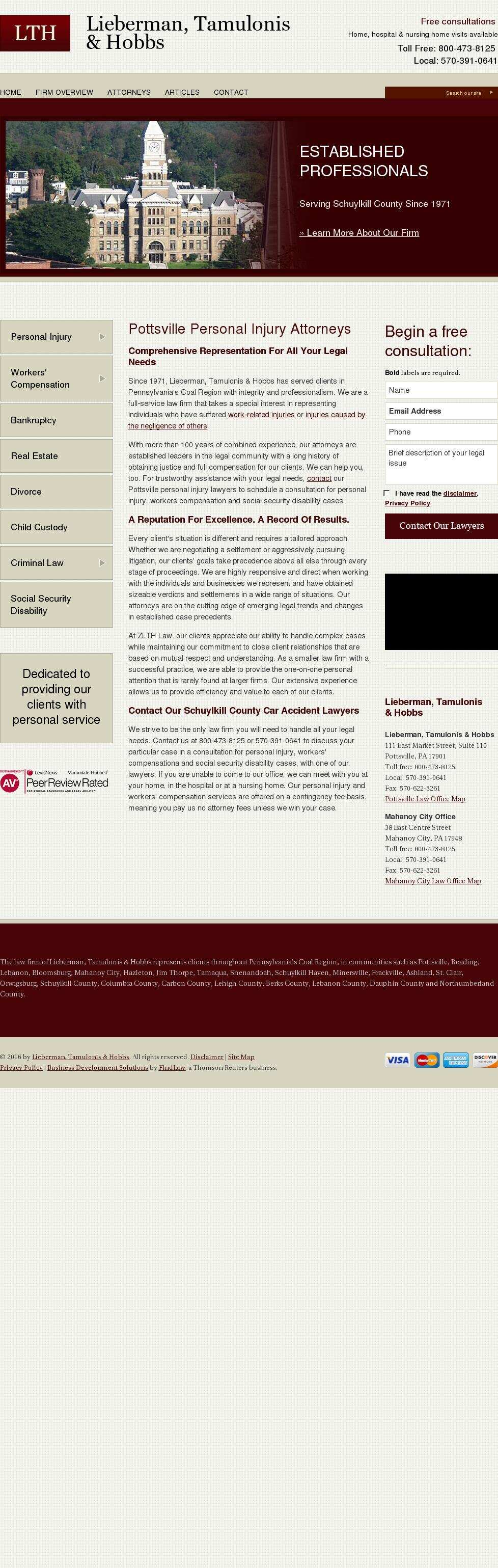 Lieberman, Tamulonis & Hobbs - Mahanoy City PA Lawyers