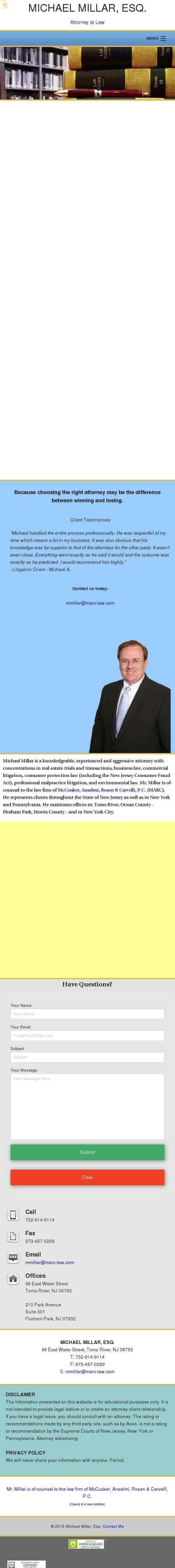 Michael Millar, Esq. - Florham Park NJ Lawyers